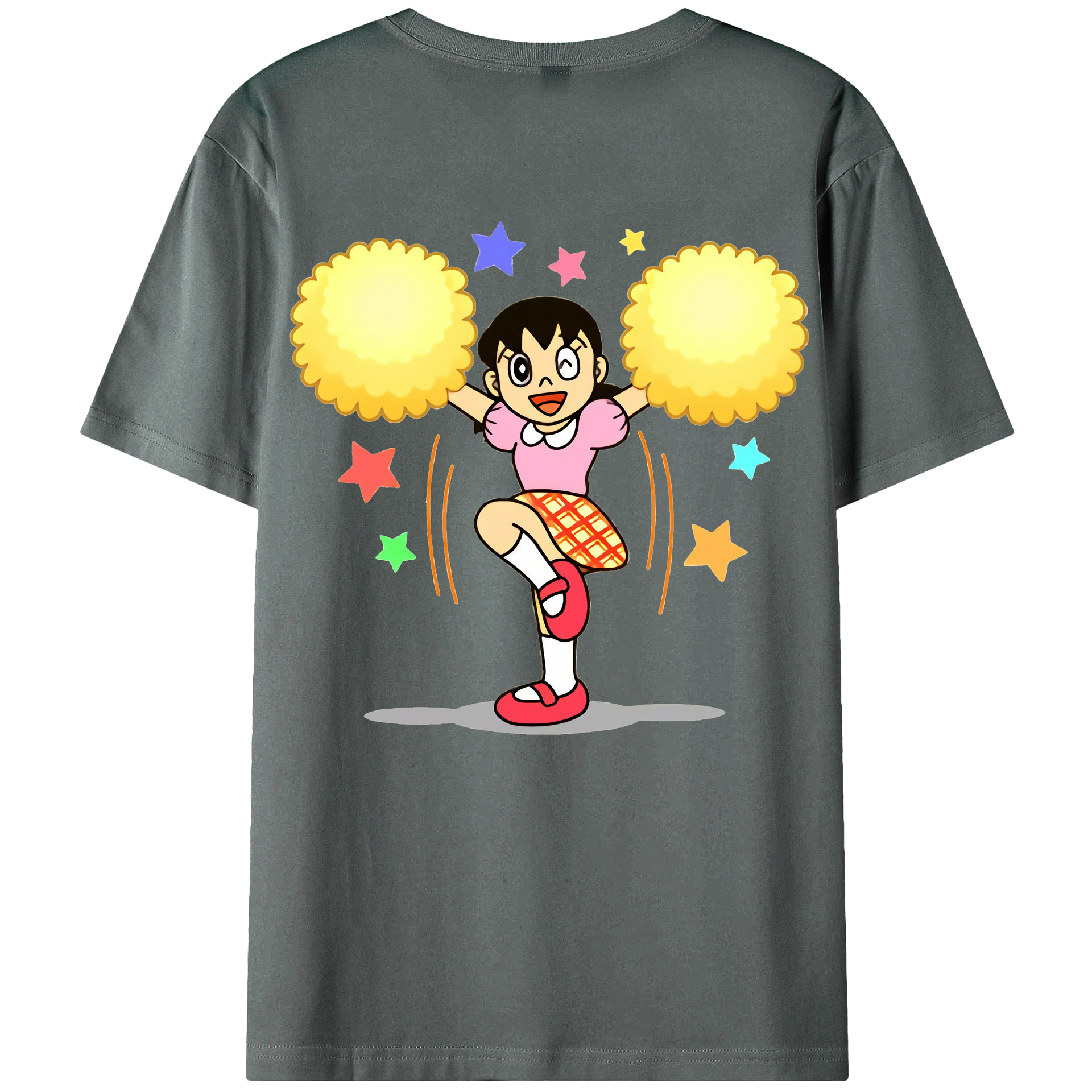 （画像用） ドラえもん みなもと しずか Doraemon Shizuka Minamoto 綿100％ メンズ半袖Tシャツ（バックプリント） 通気性